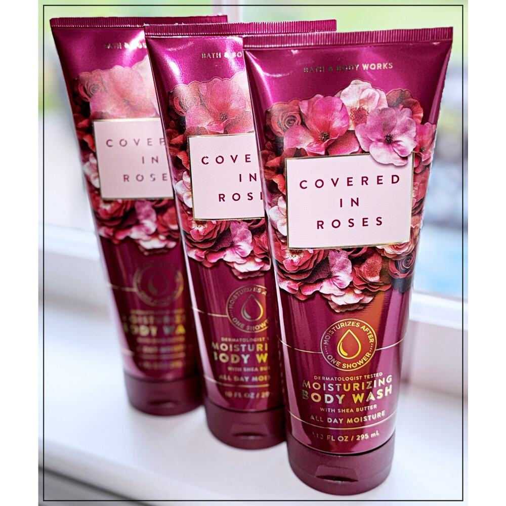 Bath & Body Works Covered in Roses 10 fl oz Moisturizing Body Wash Creamy x3 - Picture 2 of 4